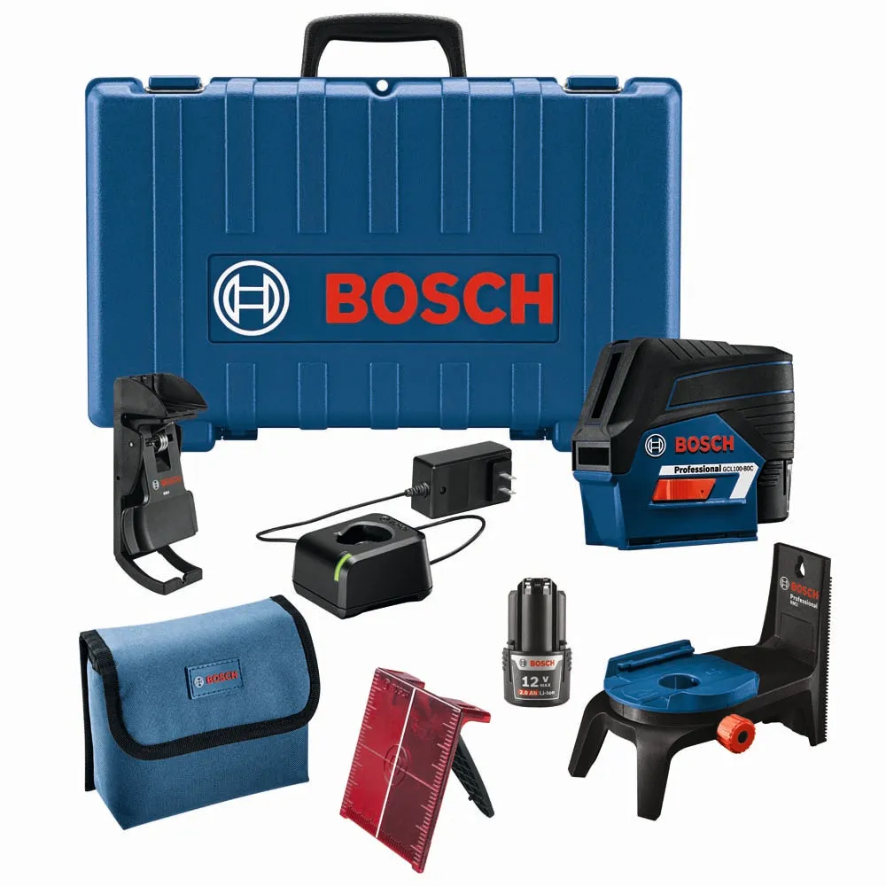 Bosch GCL100-80C 12V Max Connected Cross-Line Laser with Plumb Points
