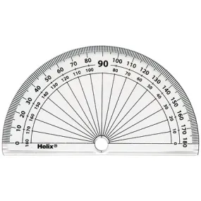 Helix 10cm 180 Degree Protractor, Clear, Pack of 50