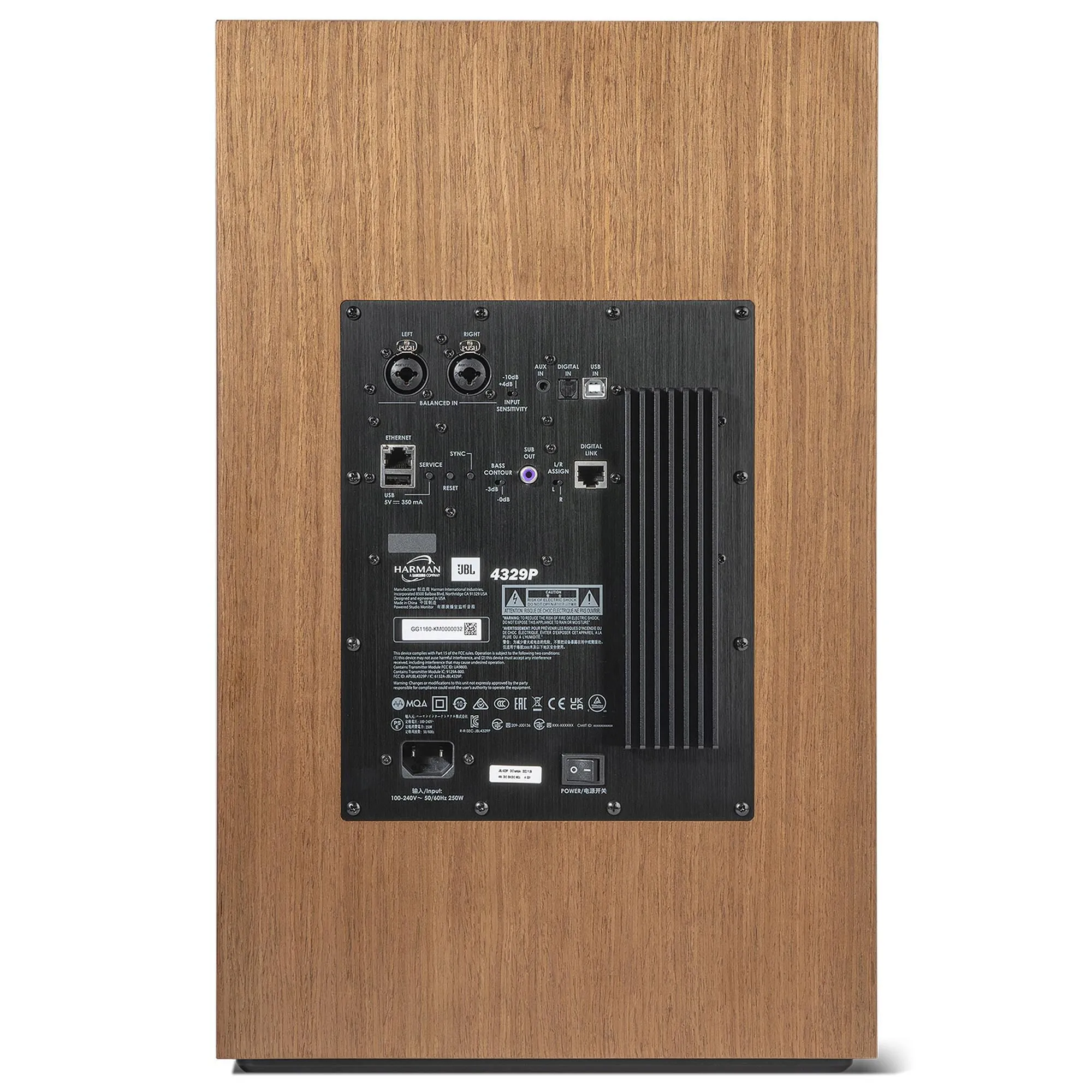 JBL 4329P Studio Monitor Powered Loudspeaker in Natural Walnut