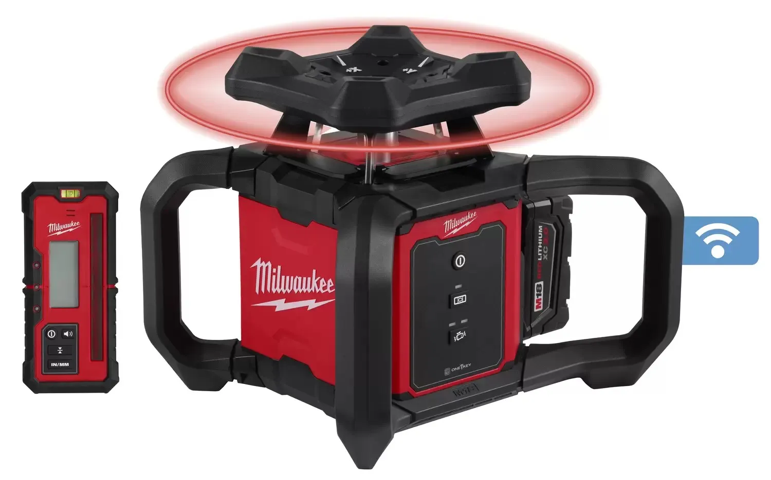 Milwaukee 3701-21 M18 Red Exterior Rotary Laser Level Kit w/ Receiver