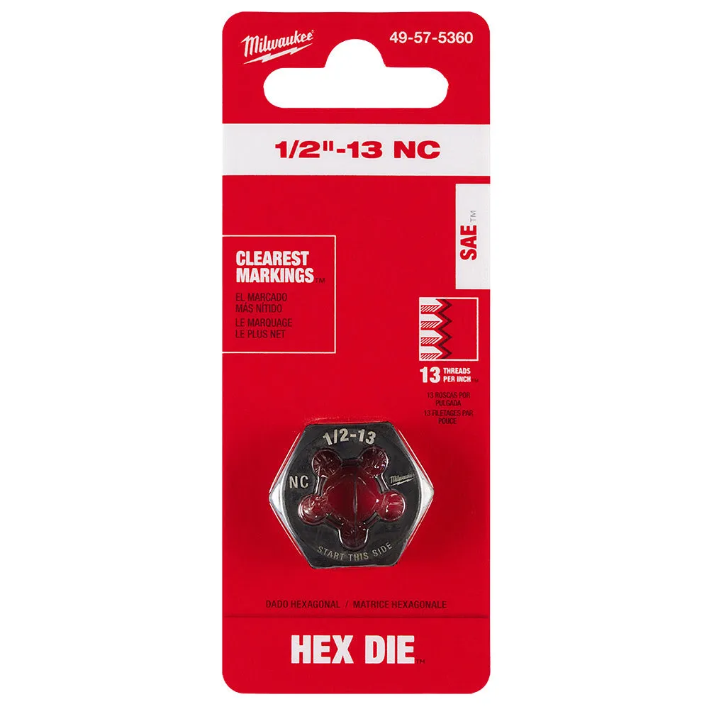 Milwaukee 49-57-5360 1/2"-13 NC 1-Inch Hex Threading Die
