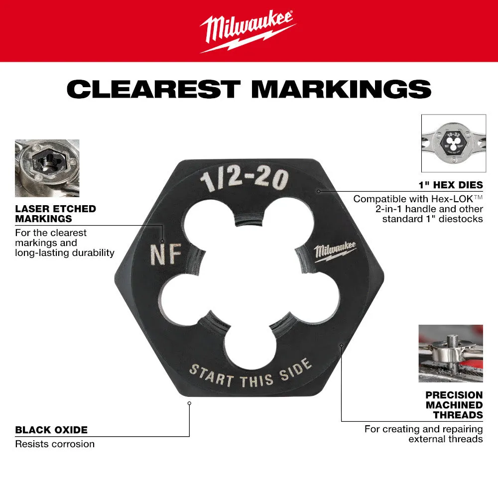 Milwaukee 49-57-5360 1/2"-13 NC 1-Inch Hex Threading Die