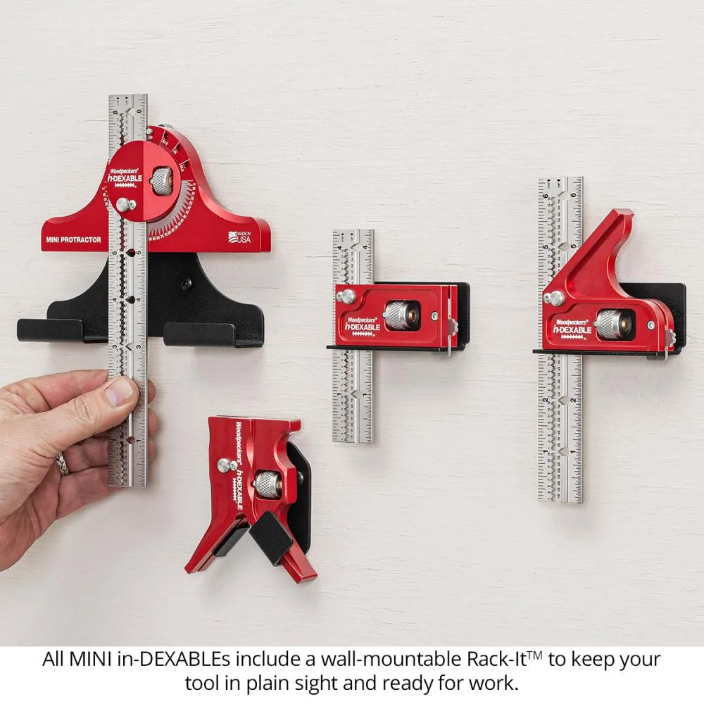 Woodpeckers I-PHHO-MI Mini in-DEXABLE Protractor Head Only - INCH - and Rack-It